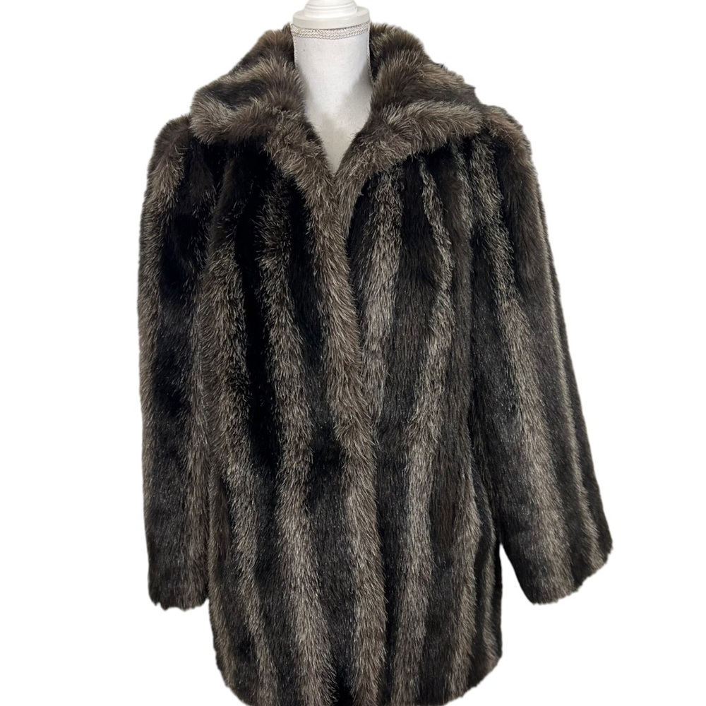 Vintage Jordache Faux Fur Lined Heavy Coat Jacket Glam Retro M/L